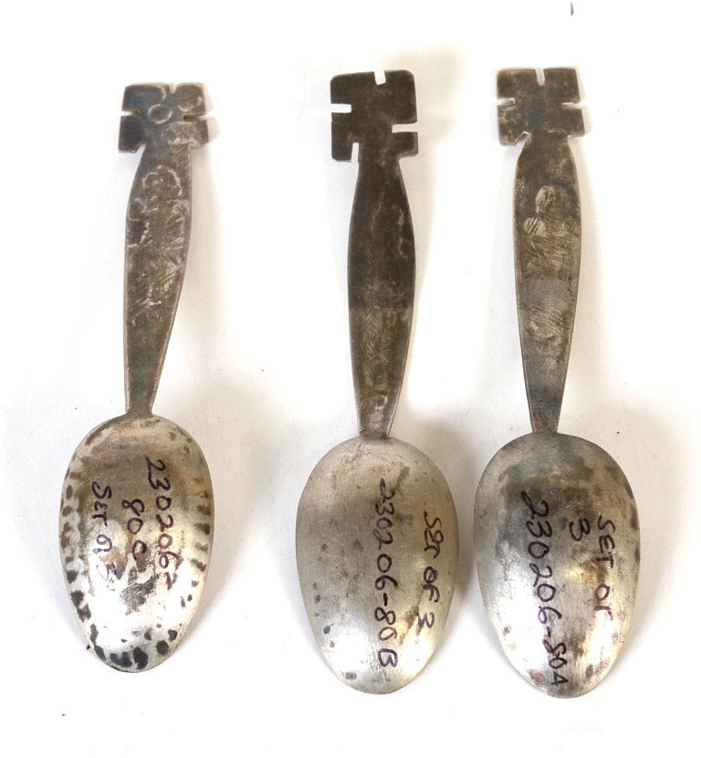 SET of Three Antique Navajo Spoons - Whirling Logs