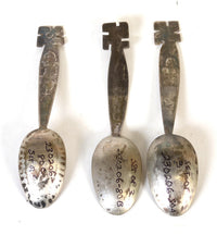 SET of Three Antique Navajo Spoons - Whirling Logs