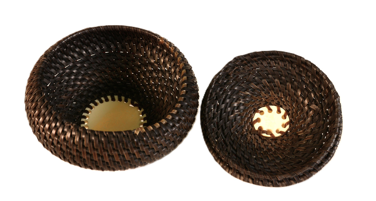 Eskimo Baleen Basket with Walrus Ivory Whale Tail Handle By Ekayuke
