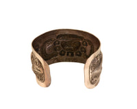 Large Antique Taxco Bracelet Sterling Silver Large Cuff with Mayan Face