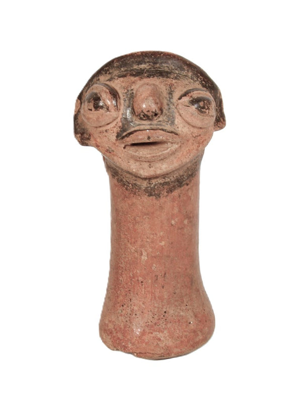 Pre Columbian Pottery Effigy Rattle Pestle