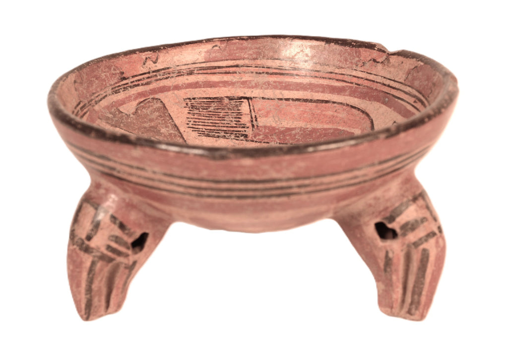 Pre-Columbian 3 Legged Costa Rica Pedestal Pottery Bowl