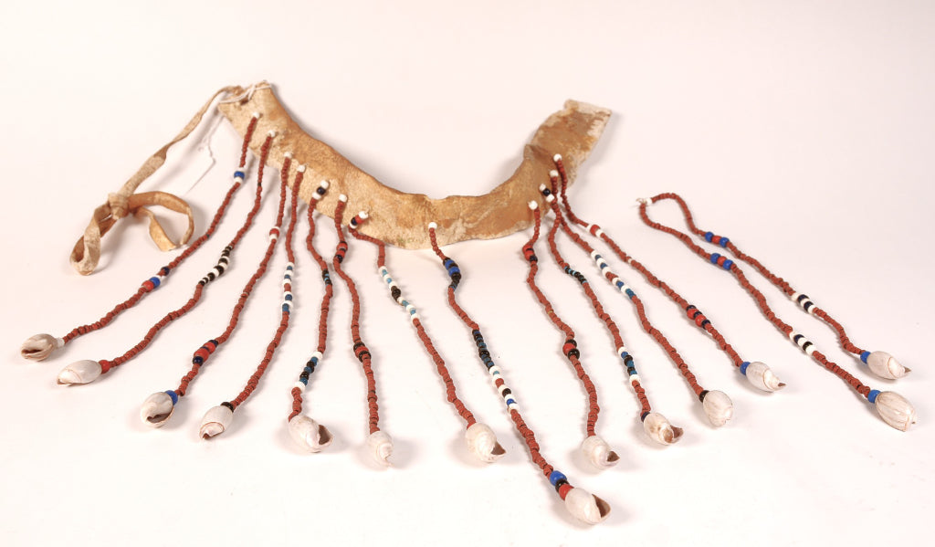 Plateau Choker Hide, Beads and Shell Necklace