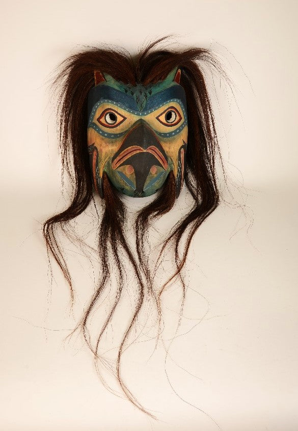 Kwakiutl Carved Gwanis Mask, Grouse Mask 2001 by Simon Dick