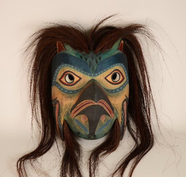 Kwakiutl Carved Gwanis Mask, Grouse Mask 2001 by Simon Dick
