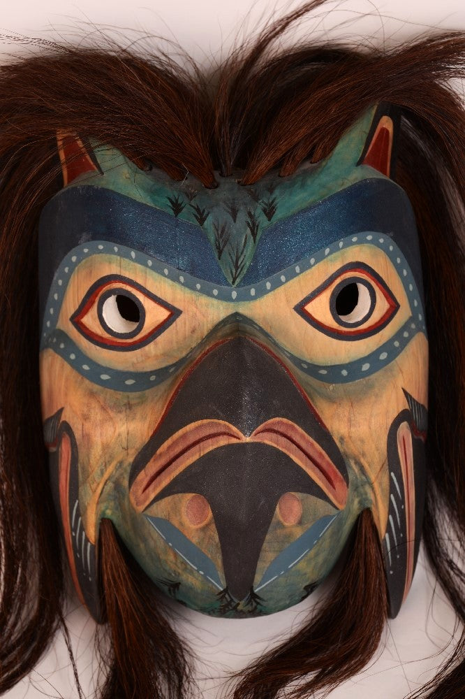 Kwakiutl Carved Gwanis Mask, Grouse Mask 2001 by Simon Dick