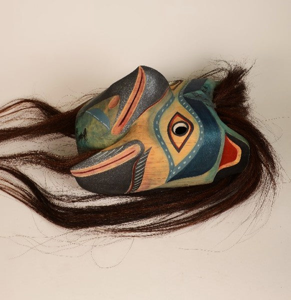 Kwakiutl Carved Gwanis Mask, Grouse Mask 2001 by Simon Dick