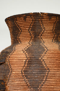 Extra Large Apache Basketry Olla - With Harness Leather Lugs - Apache War Period