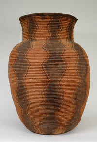Extra Large Apache Basketry Olla - With Harness Leather Lugs - Apache War Period