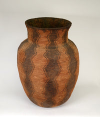 Extra Large Apache Basketry Olla - With Harness Leather Lugs - Apache War Period