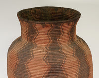Extra Large Apache Basketry Olla - With Harness Leather Lugs - Apache War Period
