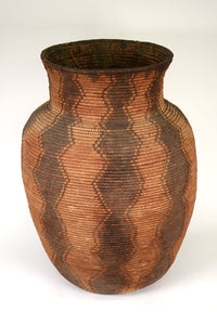 Extra Large Apache Basketry Olla - With Harness Leather Lugs - Apache War Period