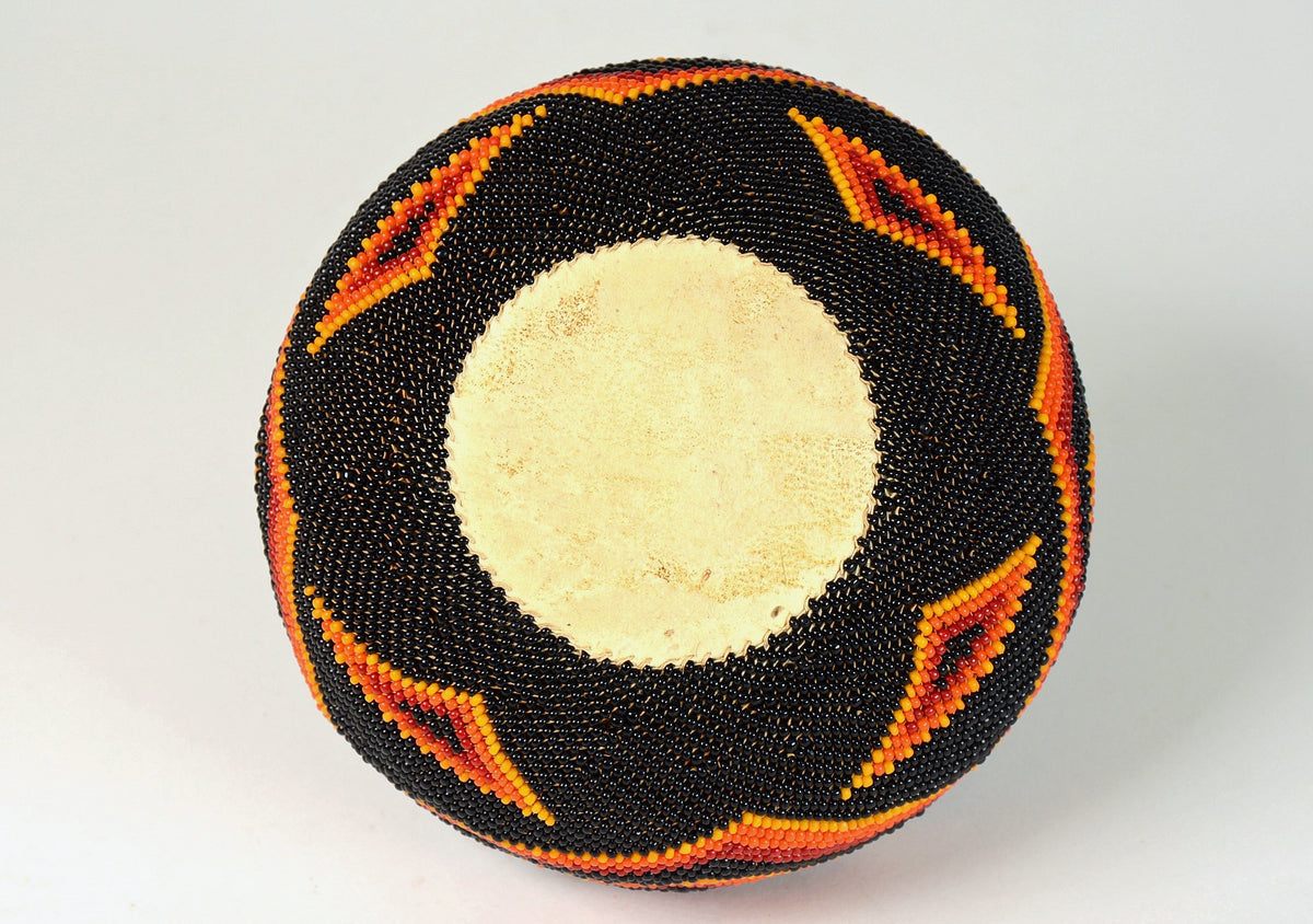 Paiute Beaded Basket, Orange and Black