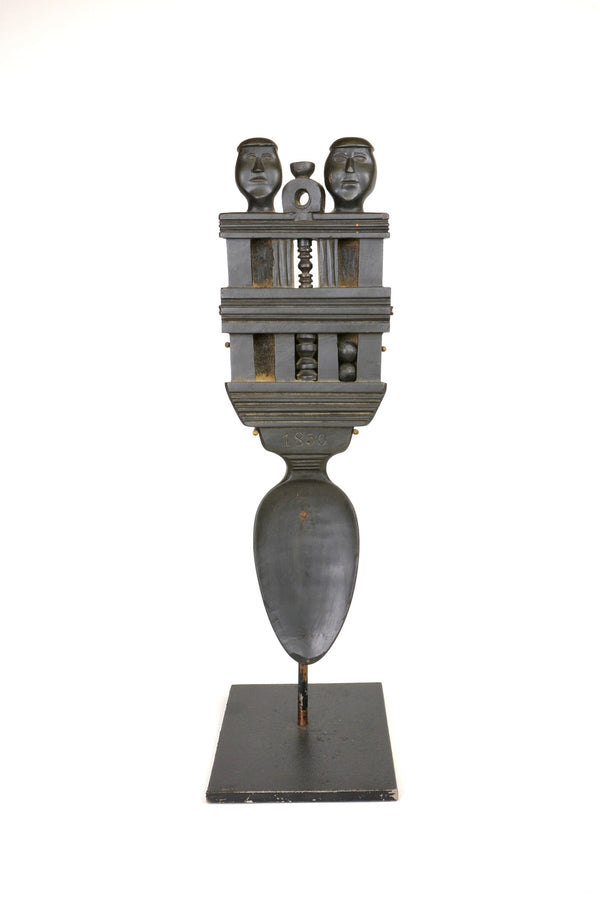 Haida Argillite Spoon Dated 1850 With Stand - Northwest