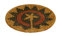 Hopi Coiled basket, Wedding tray motif with deep patina and fine weave.