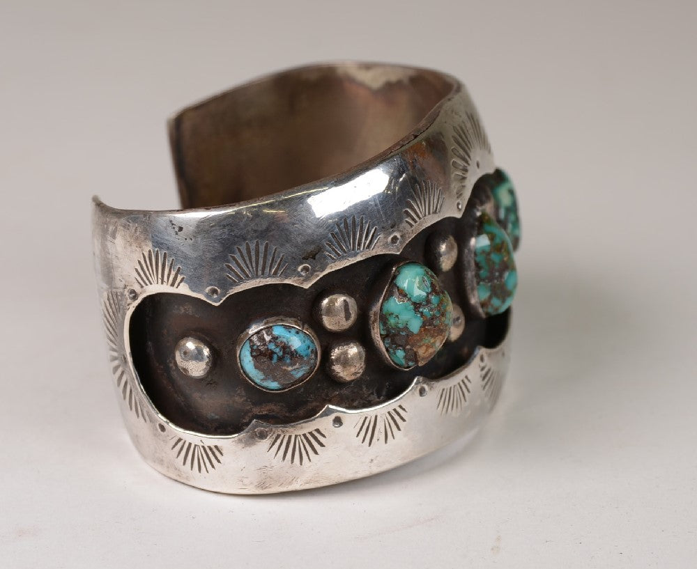 Navajo Sterling Silver and Turquoise Cuff Bracelet