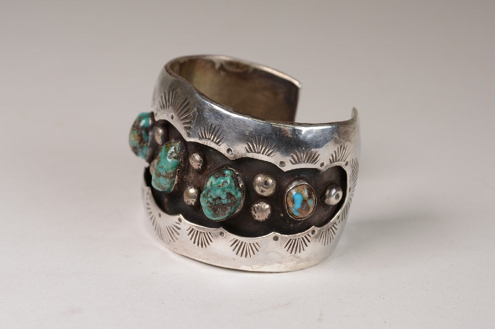 Navajo Sterling Silver and Turquoise Cuff Bracelet