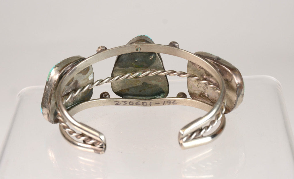 Large Navajo Cuff Bracelet - Sterling Silver and Turquoise
