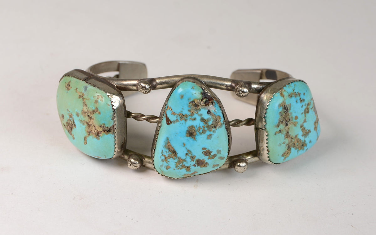 Large Navajo Cuff Bracelet - Sterling Silver and Turquoise