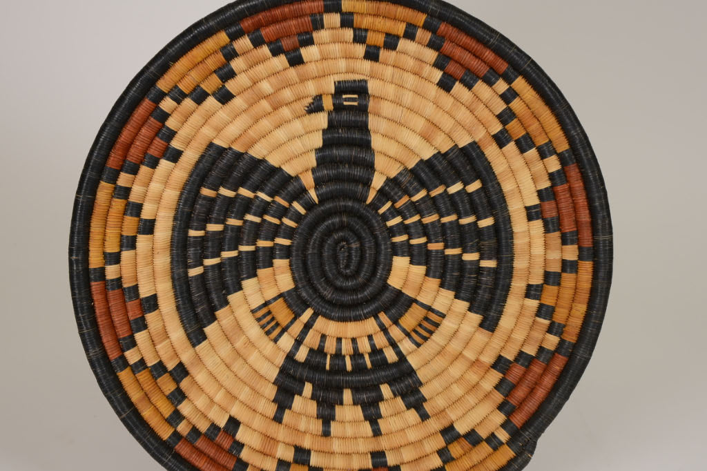 Hopi Coiled Basket Tray Eagle Motif