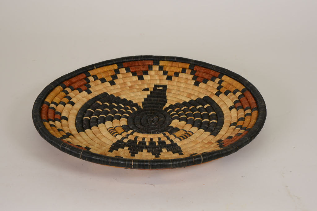 Hopi Coiled Basket Tray Eagle Motif