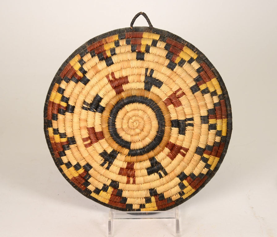 Hopi Coiled Basket Tray Deer Head Motif