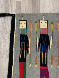 Navajo Rug Yei Figures Holding Arrows