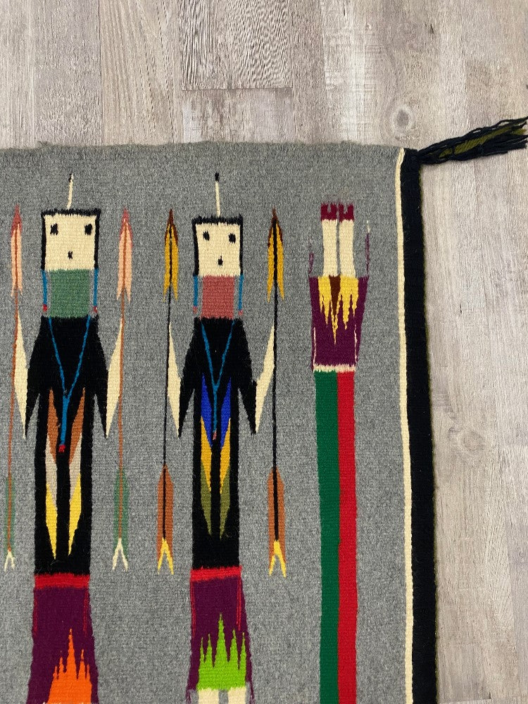Navajo Rug Yei Figures Holding Arrows