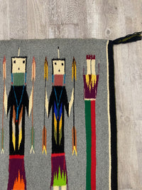Navajo Rug Yei Figures Holding Arrows
