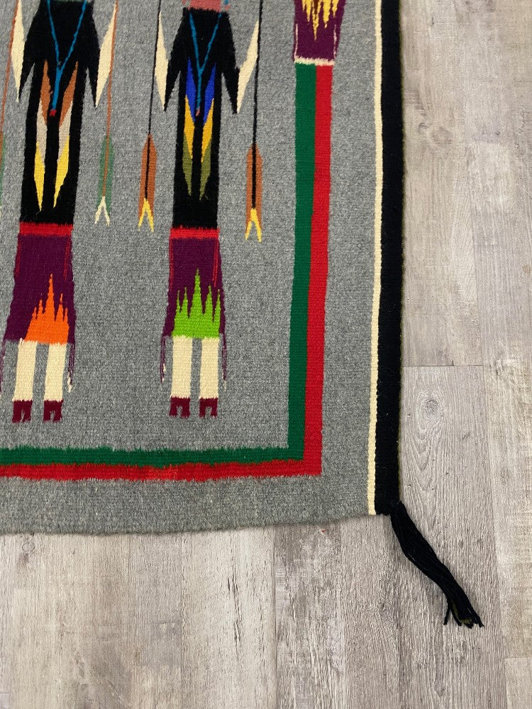 Navajo Rug Yei Figures Holding Arrows