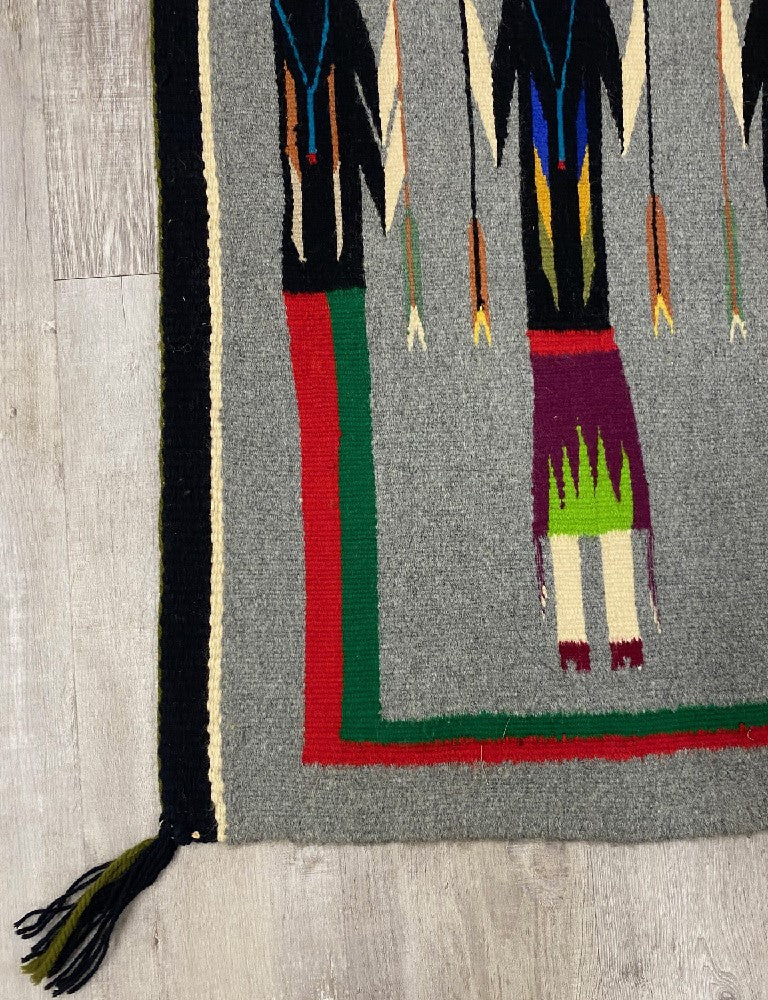 Navajo Rug Yei Figures Holding Arrows