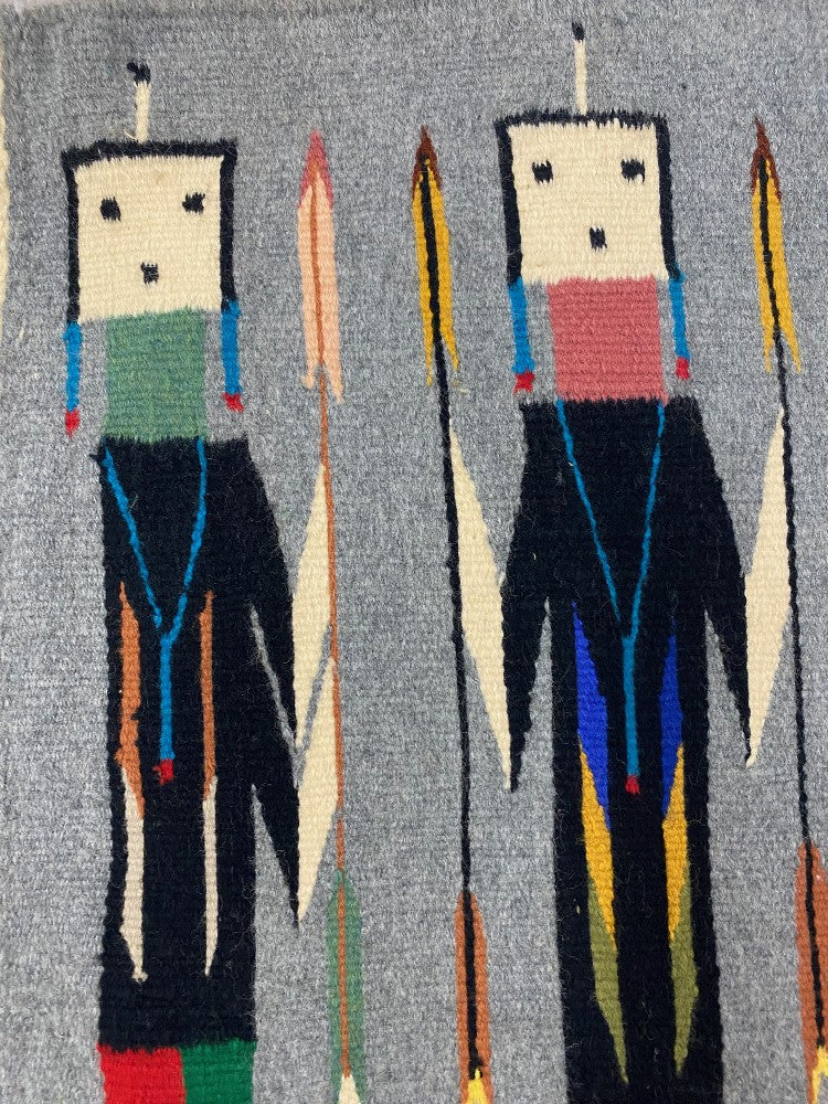 Navajo Rug Yei Figures Holding Arrows