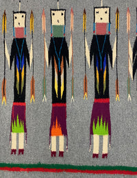 Navajo Rug Yei Figures Holding Arrows