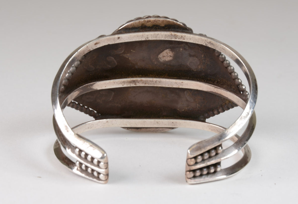 Navajo Sterling Silver and Turquoise Bracelet with Concho