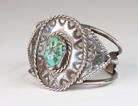 Navajo Sterling Silver and Turquoise Bracelet with Concho