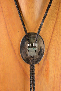 Vintage Zuni Oval Sunface with Inlaid Turquoise Bolo