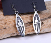 Hopi French Hook Silver Overlay Earrings