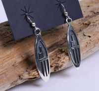 Hopi French Hook Silver Overlay Earrings