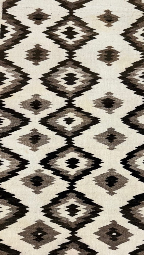 Navajo Rug with Natural wool tones: Storm Cloud Motif