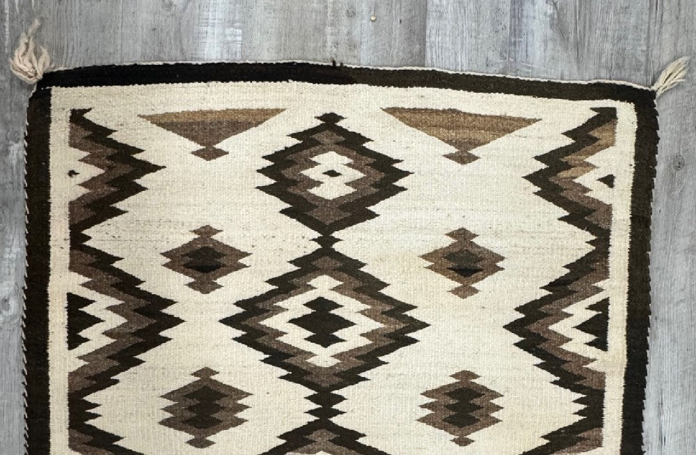 Navajo Rug with Natural wool tones: Storm Cloud Motif