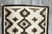 Navajo Rug with Natural wool tones: Storm Cloud Motif