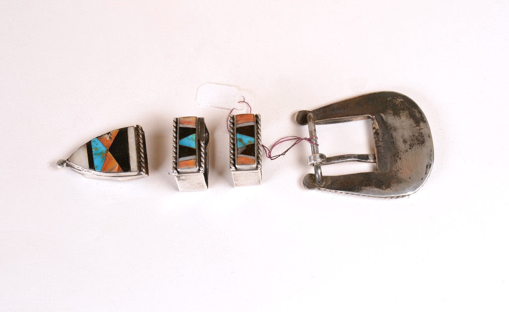 Zuni Inlay Ranger Belt Buckle Inlay 4 Piece