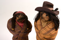 Very Rare Applehead Skookum Dolls: 2 Dolls on a Stand