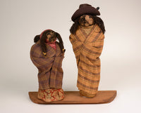 Very Rare Applehead Skookum Dolls: 2 Dolls on a Stand