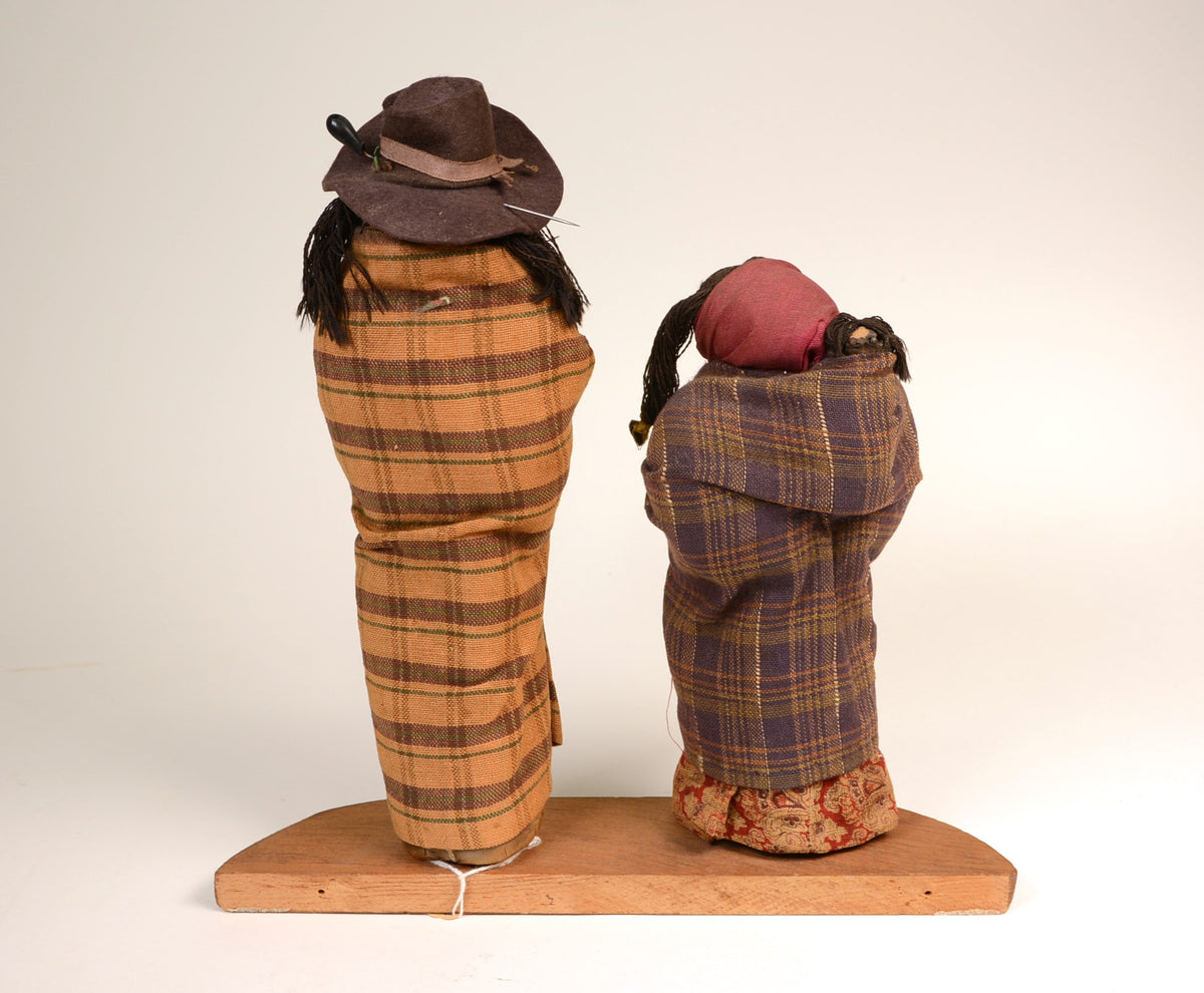 Very Rare Applehead Skookum Dolls: 2 Dolls on a Stand
