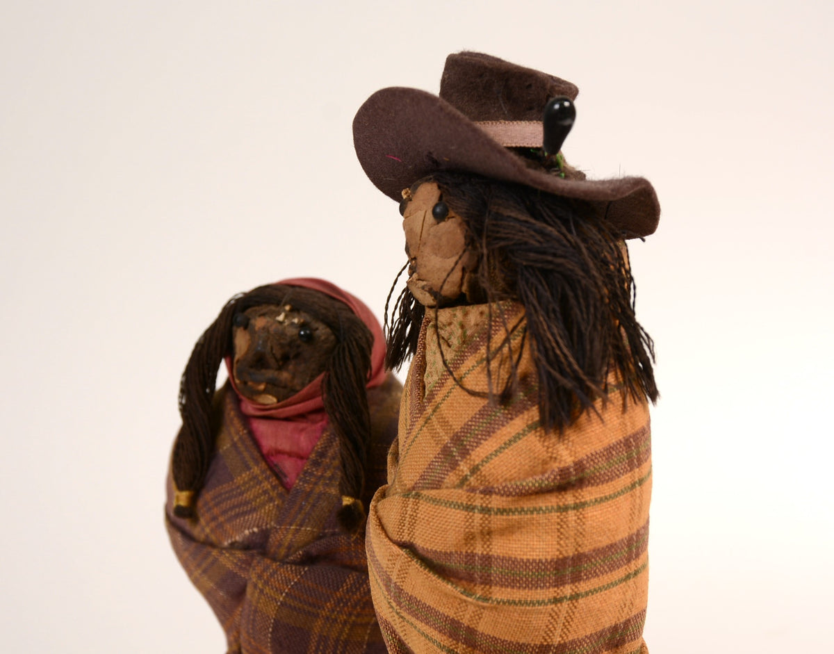 Very Rare Applehead Skookum Dolls: 2 Dolls on a Stand