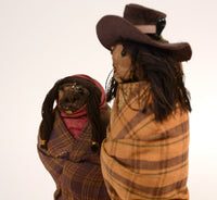Very Rare Applehead Skookum Dolls: 2 Dolls on a Stand