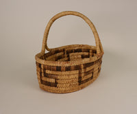 Papago Oval Basket with Handle and Cloud/Lightning Design