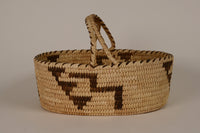 Papago Oval Basket with Handle and Cloud/Lightning Design
