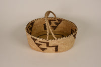 Papago Oval Basket with Handle and Cloud/Lightning Design